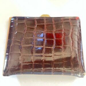 Vintage 1970 Crocodile Embossed Brown Wallet, genuine leather, made in Germany